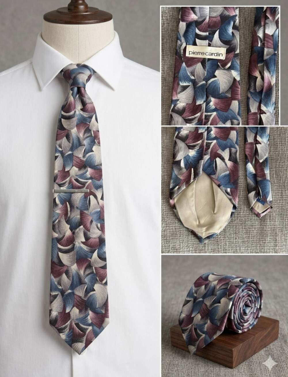 Pierre Cardin Men's Geometric Abstract Pattern Silk Necktie